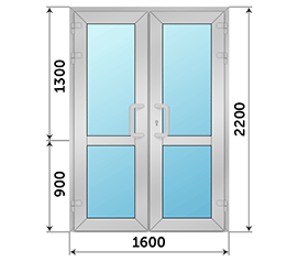 Двухстворчатая дверь остекленная AGS 1600x2200