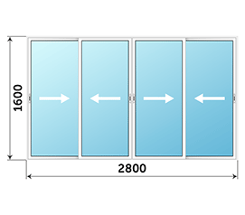 Окно на лоджию AGS 2800x1600