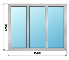 Трехстворчатое окно AGS 1500x1200